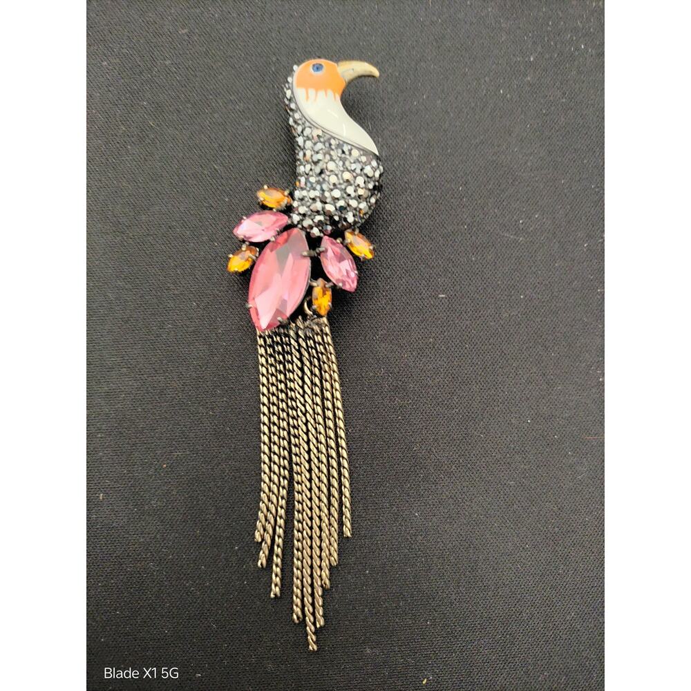 Adorable Banana Republic Rhinestone and Enamel Bird Brooch